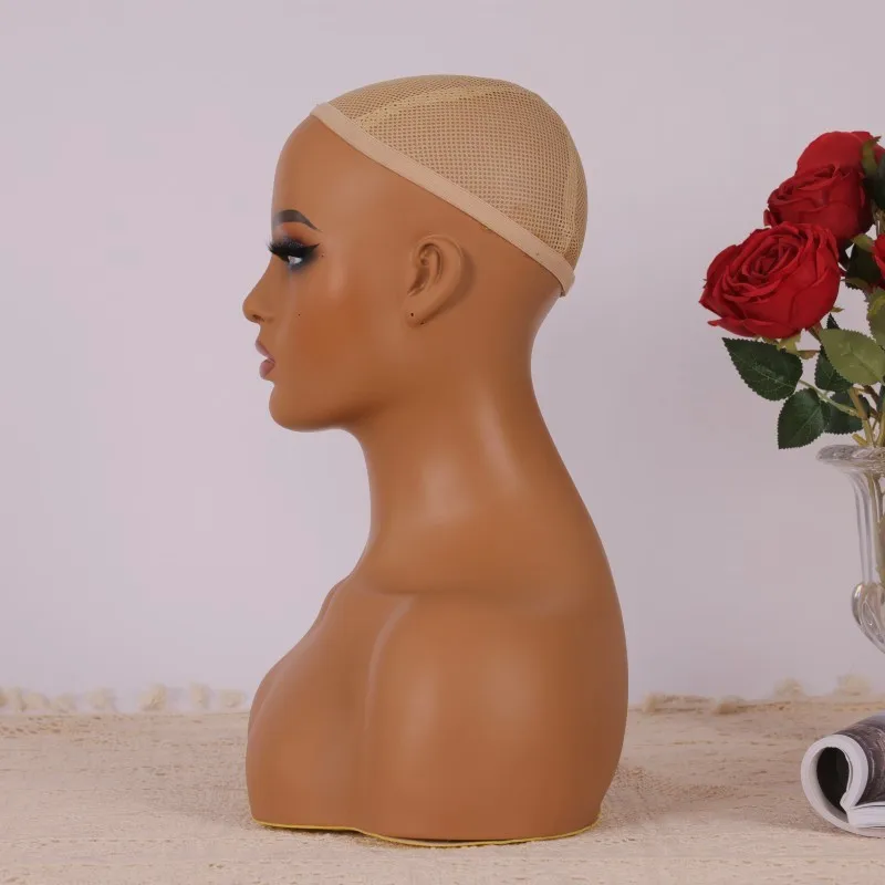 PVC Manikin Head Realistic Mannequin Head Bust with Shoulders Wig Head  Stand for Wigs Display Making Styling