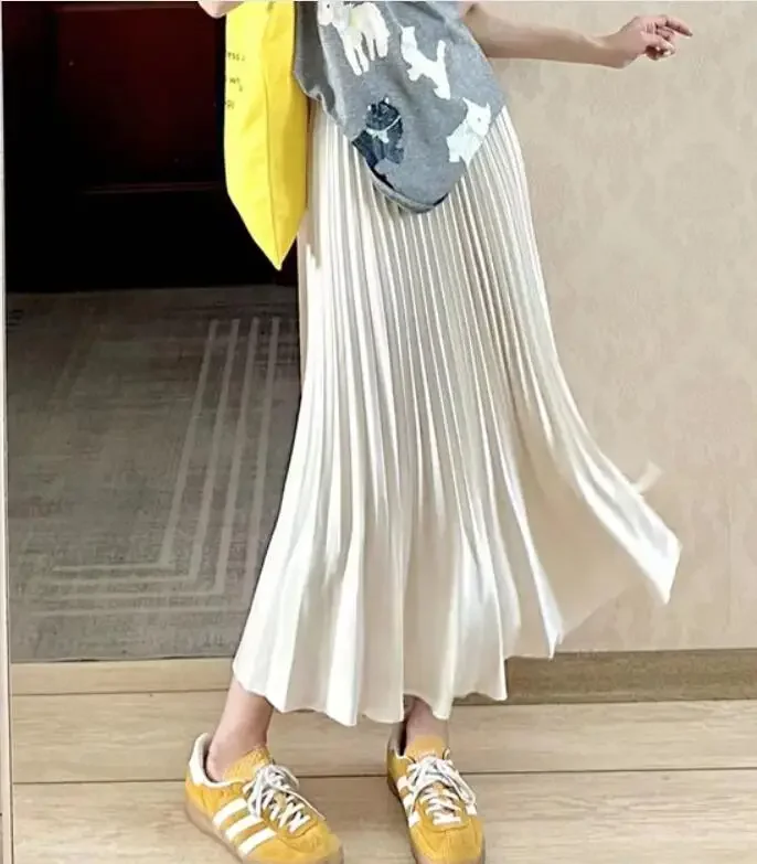 Good Quality Summer Maternity Belly Skirts Adjustable Waist Pregnant Woman Pleated Skirt Long Loose Pregnancy Empired Skirt