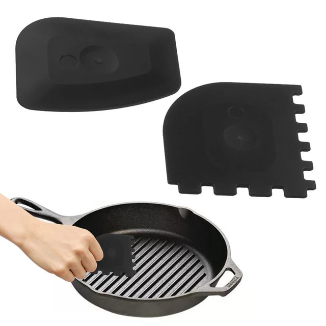 2pcs Grill Pan Scrapers Cast Iron Skillets Frying Pan Cleaners Cookware  Grill Pan Cleaner Scraper Oil Stain Cleaning Tool