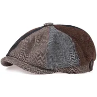 Male Ivy Hat Big Head Man Autumn and Winter Newsboy Cap Top Grade Beret Caps 2