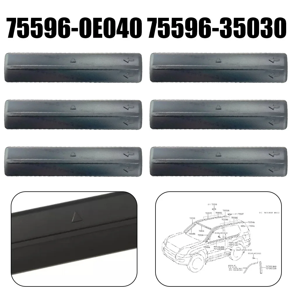

6pcs Car Roof Rack Cover 75596-0E040 75596-35030 For Toyota For FJ Cruiser 2007-14 Black ABS Car Roof Rack Removal Remove Kit