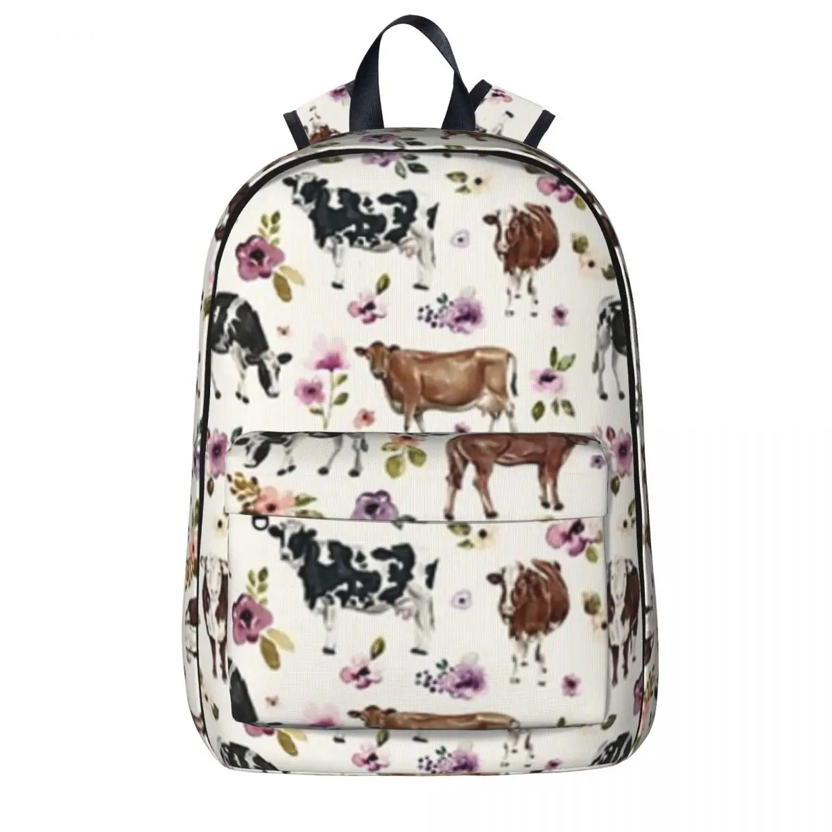 

Cows And Flowers, Farmhouse, Purple Floral, Cowgirl, Cow Art Backpacks Children School Bag Shoulder Bag Laptop Rucksack Travel