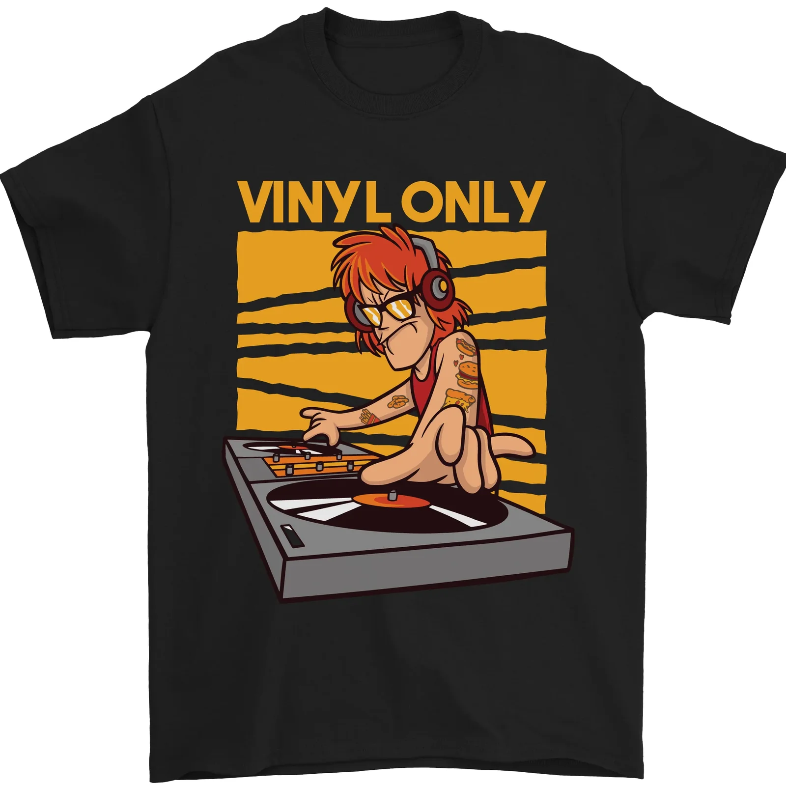 Dj Decks Vinyl Solo Funny Djing Giradischi 100% Cotone T-Shirt