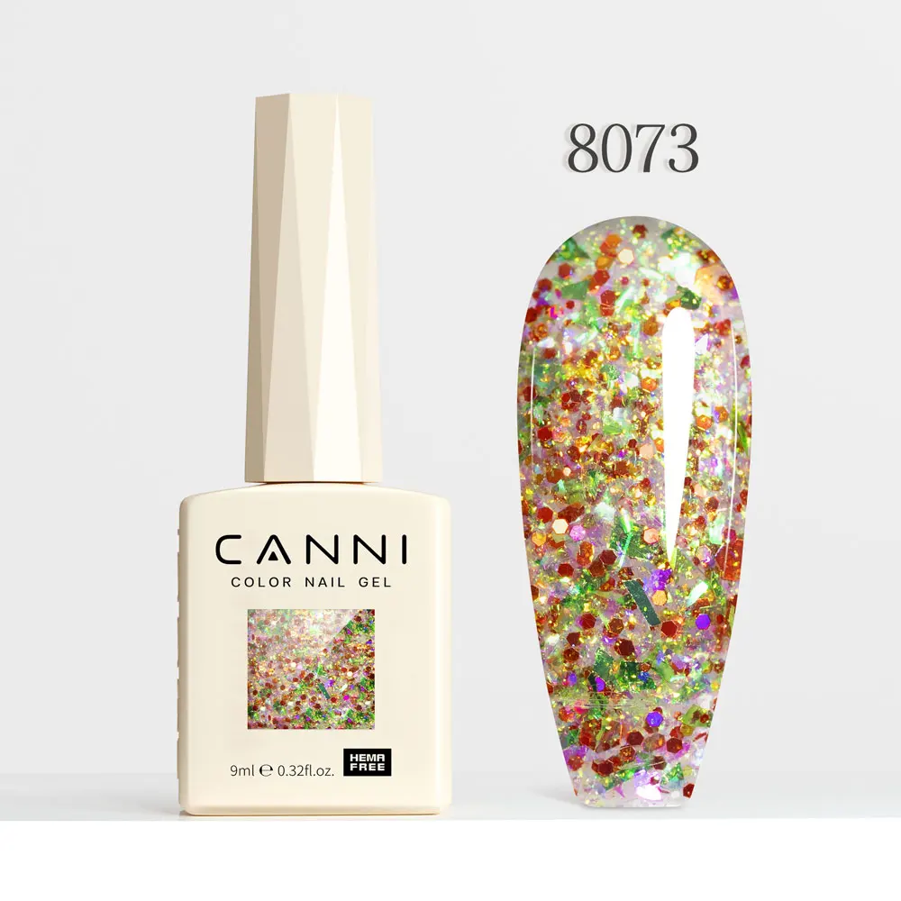 CANNI Super Glossy Glitter Cat Eye Nail Gel Polish - Hema Free Diamond Top Coat, Semi-Permanent UV LED Varnish