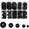 100 Pcs Black Resin Sewing Buttons, Mixed 5 Sizes of Black Buttons Suitable for Sewing Decoration 4-Hole Craft Buttons 1