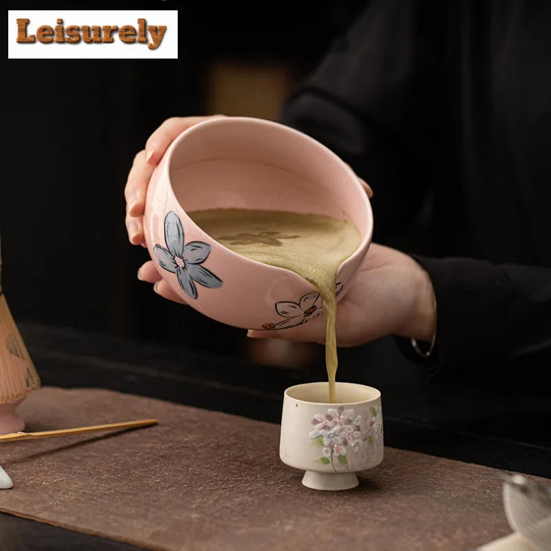 8pc/set Sakura Pink Blossom Ceramic Tea Set Complete Set Matcha Whisk Chasen Japanese Matcha Set Kit Tea Soaking Tea Ceremony