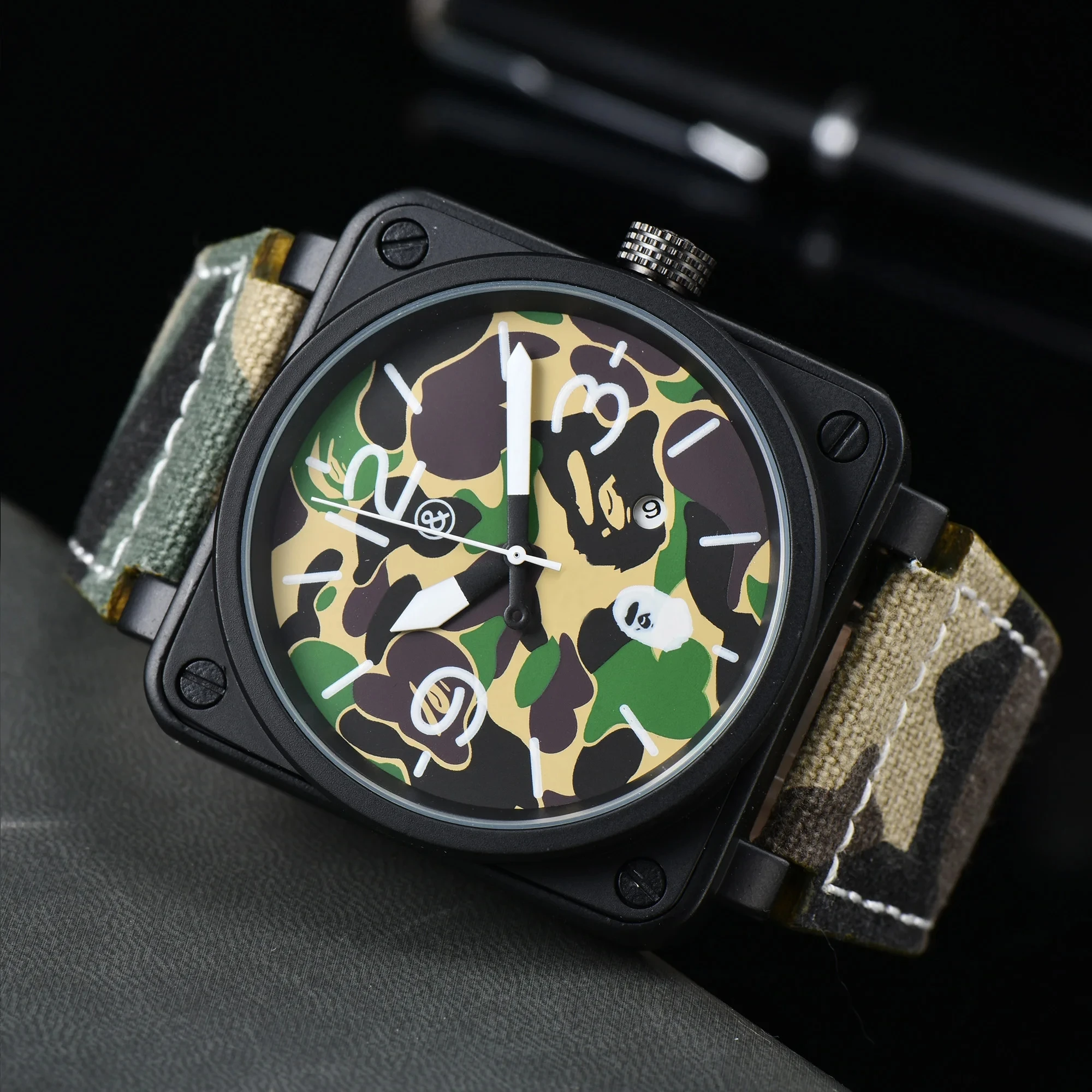 

Popular original BR Men's Watch Black Rubber clock Mechanical Automatic Limited edition Camouflage clock