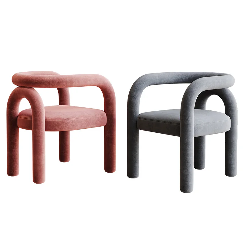 Chair Pink Sillas Dining Chair Backrest Cosmetic Nail Stool Leisure Bedroom and Household Nordic Designer Single