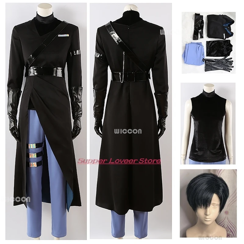 

Anime ALIEN STAGE Ivan Cosplay Costume Outfit Black Suit Wig IDOL Performance Uniforms Halloween Party Men Coat Fancy Clothes