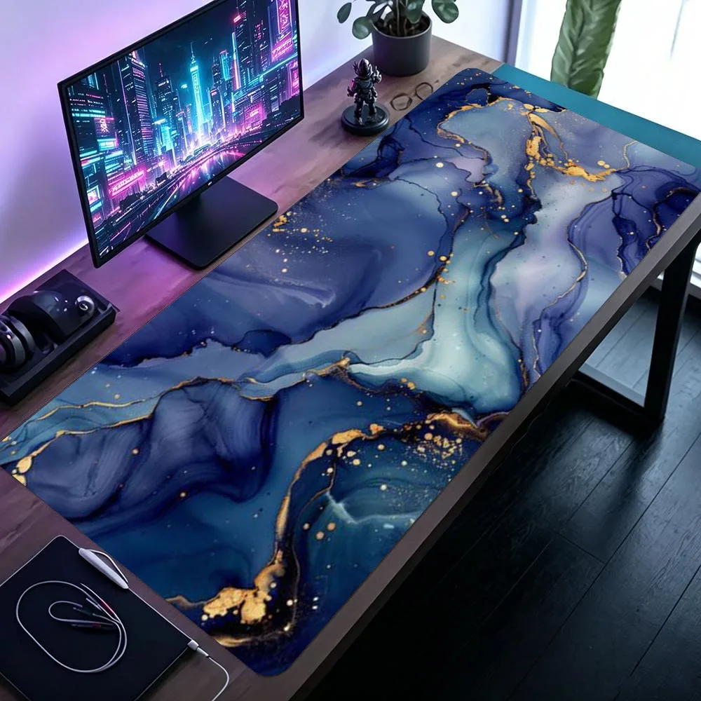 Luxurious Rose Gold Marble Texture Large Desk Mat - Premium Soft Rubber Gaming Mouse Pad and Keyboard Surface