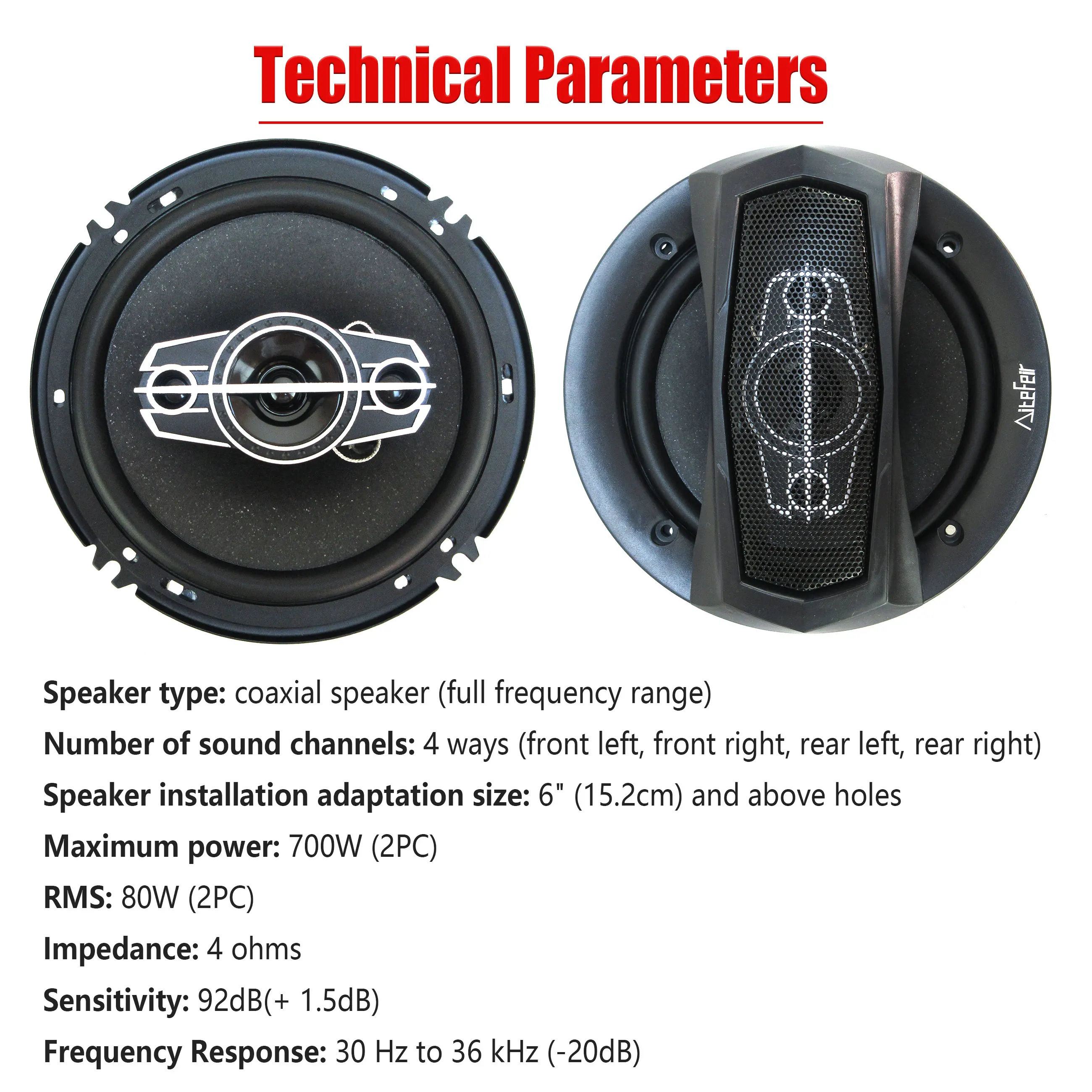 6 Inch 700W(2*350W) 4Way Universal Car Coaxial Auto Music Stereo Full Range Frequency Hifi Speakers Non-destructive Installation