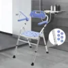 Shower Chair for Seniors Foldable Shower Stool with Side Handles and Backrest Height-Adjustable Shower Seat for Pregnant Women 5
