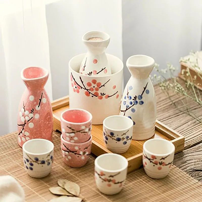 

Japanese-style Underglaze Snowflake Glaze Ceramic Sake Wine Set Warmer Hot Wine Pot Hot Wine Yellow Wine Liquor Dispenser