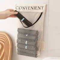 Wall Mount Mesh Garbage Bag Holder Plastic Shopping Bags Storage Bag Dispenser Sundries Bag Net Storage Grocery Bag Organizer 1