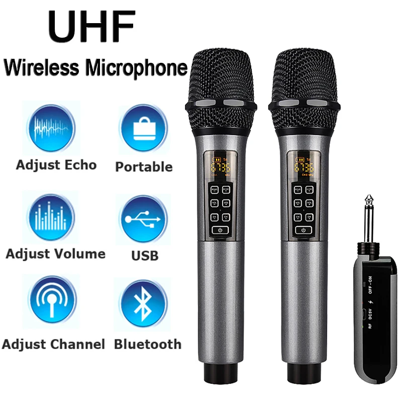 

Professional UHF Wireless Microphone Selectable Channel Handheld Karaoke Microphone Studio Home Party Singing Stage Performance