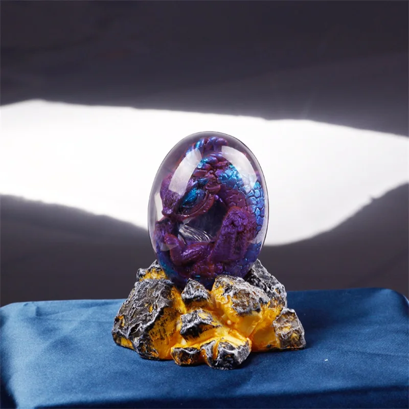 Lava Dragon Egg Resin Statue Ornamental Dinosaur Eggs Sculpture Crystal Gemstone Souvenir Home Decor Collection Kid Gift Toy