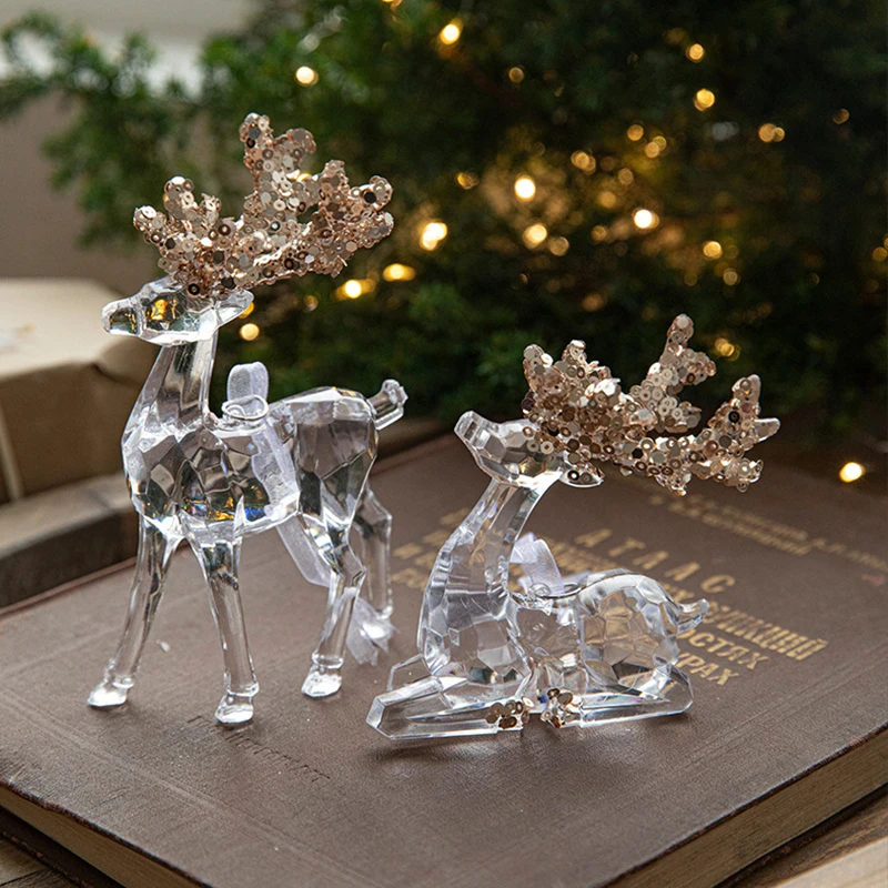 Acrylic Crystal Christmas Tree Ornaments Star Snowflake Bell Elk Hanging Pendants Christmas Decoration 2025 New Year Xmas Gifts