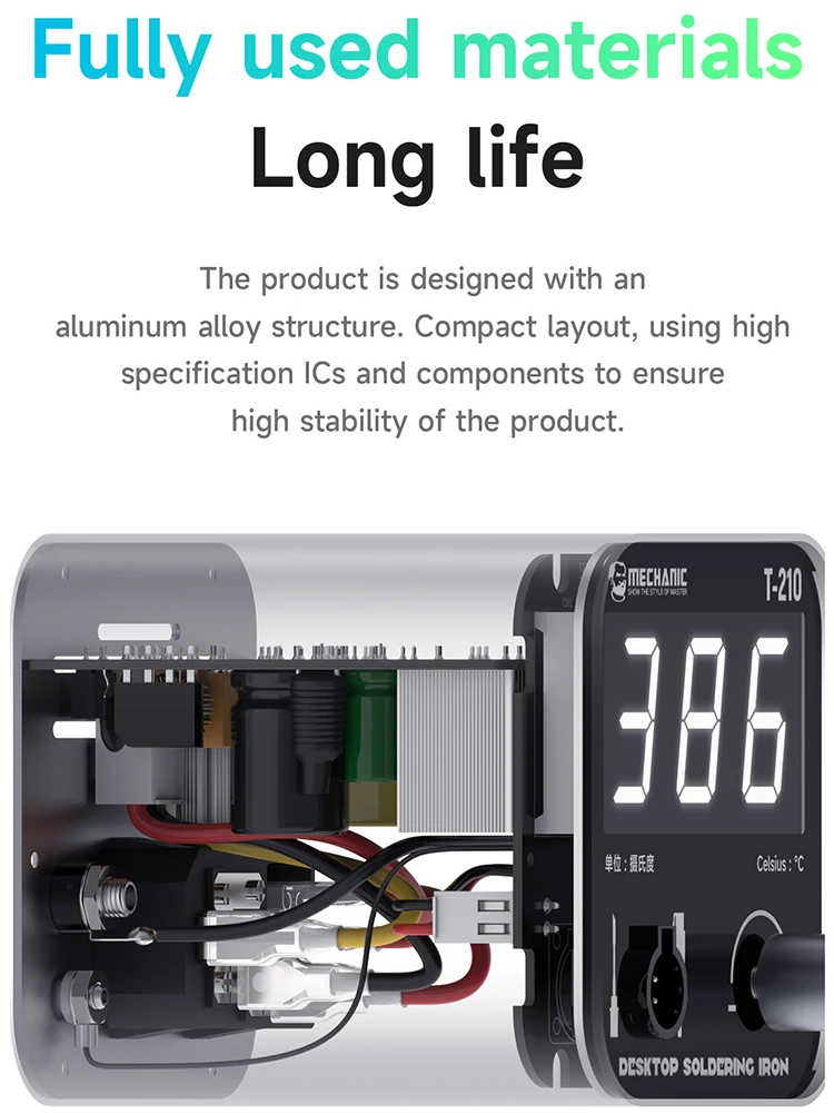 Desktop Soldering Iron MECHANIC T-210 Intelligent LED Large Display 210 Heating Core Short Circuit Protection Welding Station