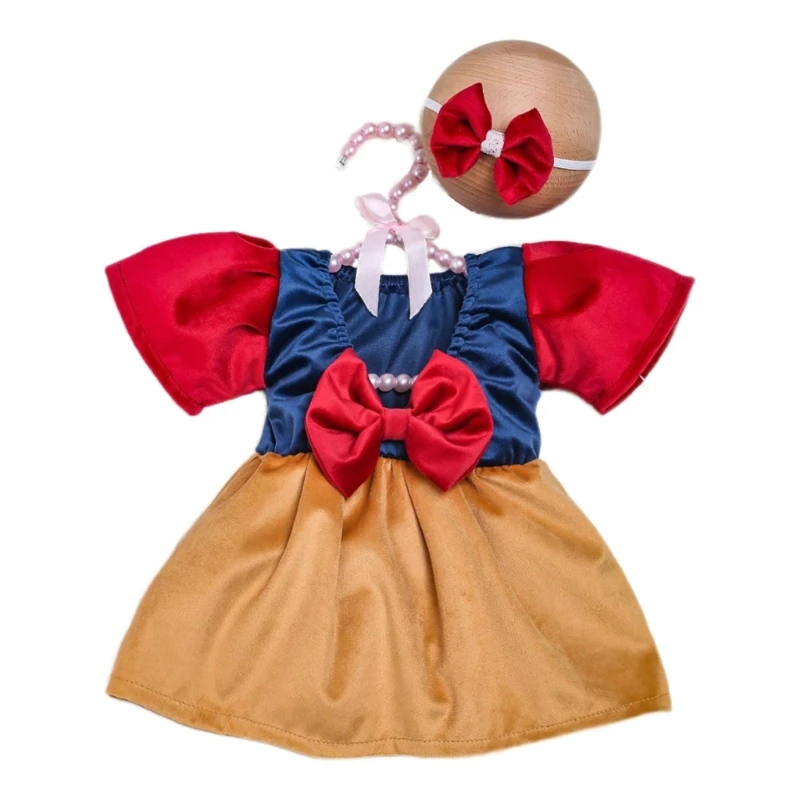 

2pieces Baby Photography Props Princess Dress Bowknot Headband Photoshoot Outfit