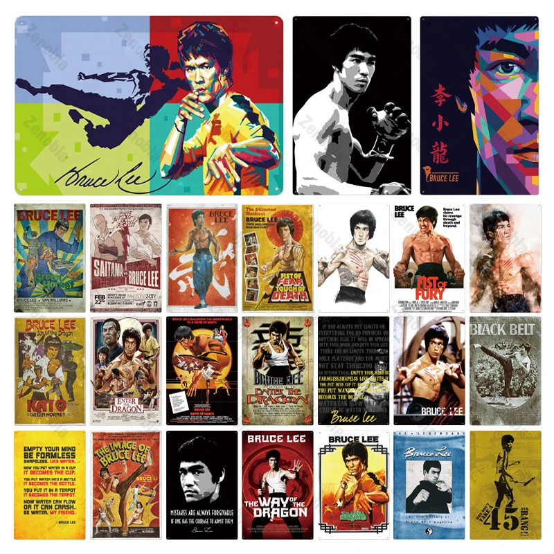 

Bruce Lee Metal Sign Tin Poster Plaque Vintage Actor Chinese Kongfu Iron Painting Plate Wall Art for Man Cave Bar Pub Club Decor