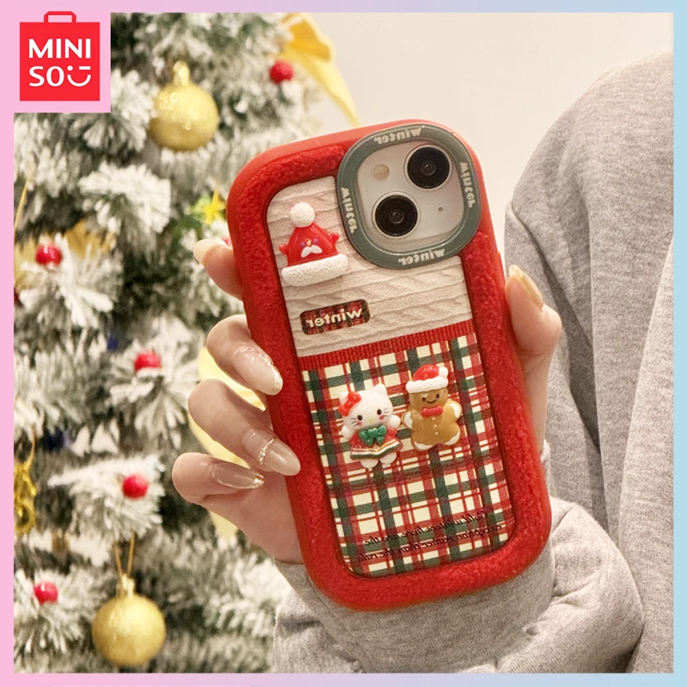 

Miniso Sanrio Y2K Anime Hellokitty Hat Plaid Suitable for Iphone 15 Phone Case Iphone14 Promax Anti Drop Cartoon Protective Case