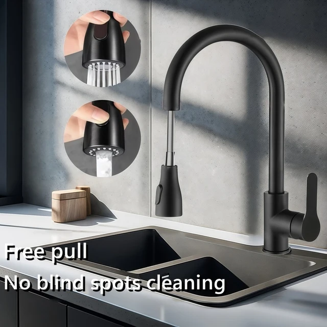 NUOVO 304 estraibile in acciaio inossidabile rimbalzo automatico doppia modalità uscita acqua lavabo cucina rubinetto per lavaggio a mano rubinetti caldi freddi 1