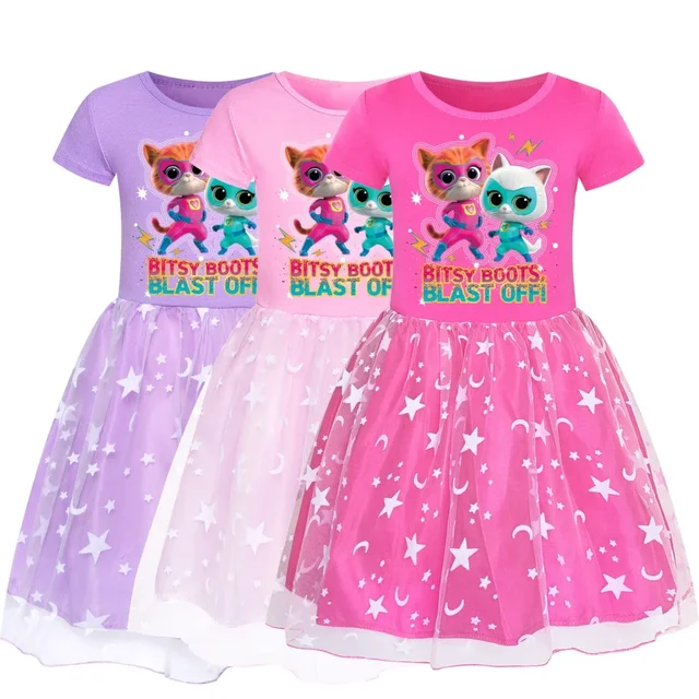 Anime Superkitties robe enfants 2025 été robes décontractées bébé filles Super chats vêtements enfants fête de mariage princesse robes 1