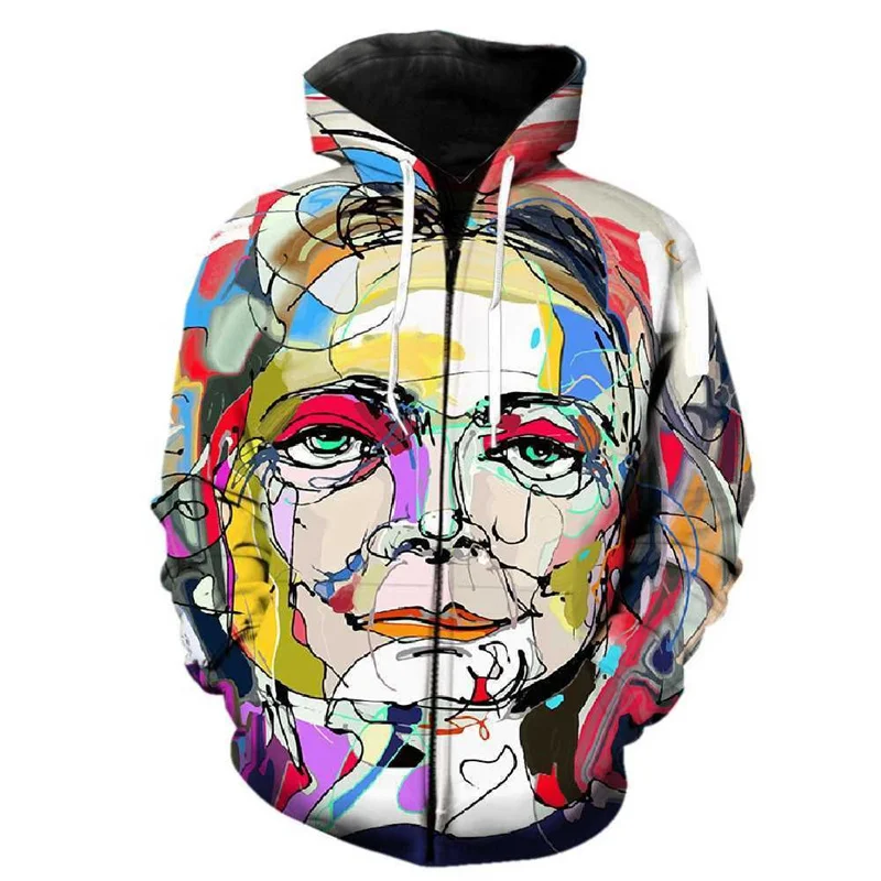 Sudadera con cremallera y estampado 3D de grafiti para hombre y niño, sudadera con estampado abstracto colorido, sudadera de manga larga a la moda, sudaderas con capucha para la calle