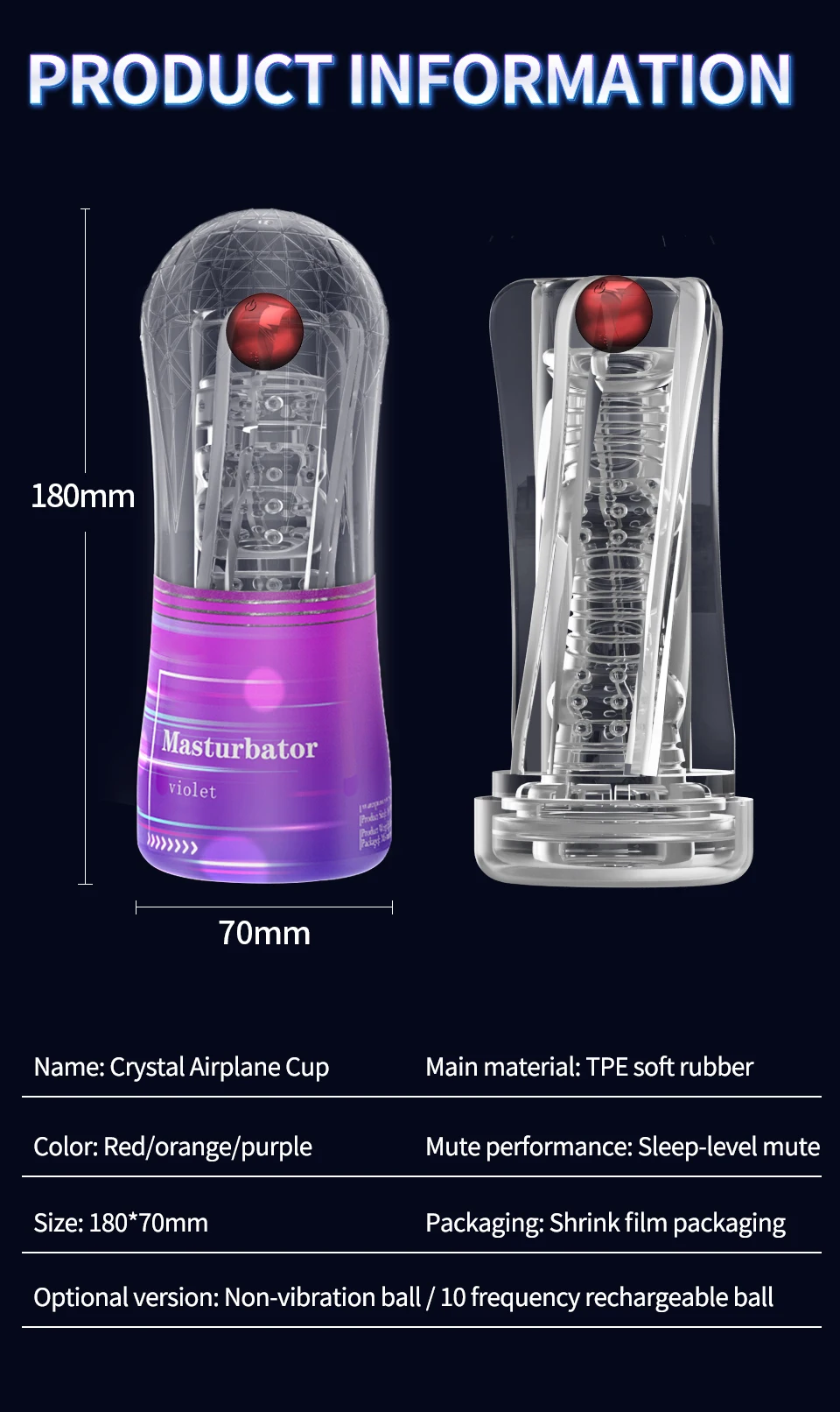 Realistic Crystal Airplane Cup Male Masturbator For Men_voghion.com