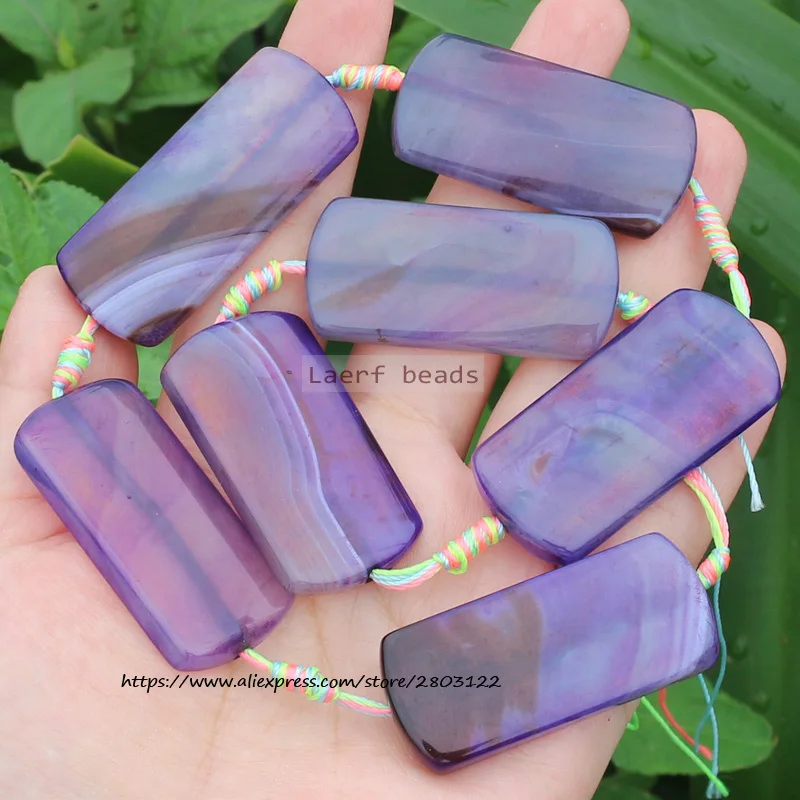 7pcs Around 20-22x48-50mm Natural Agate Round Rectangular shape beads 15inch ,For DIY Jewelry Making !