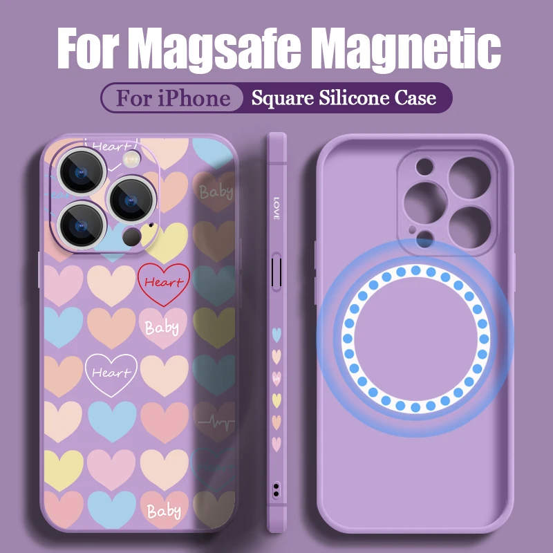 Magnetic Love Heart Case with Built-in Metal Plate and Lanyard