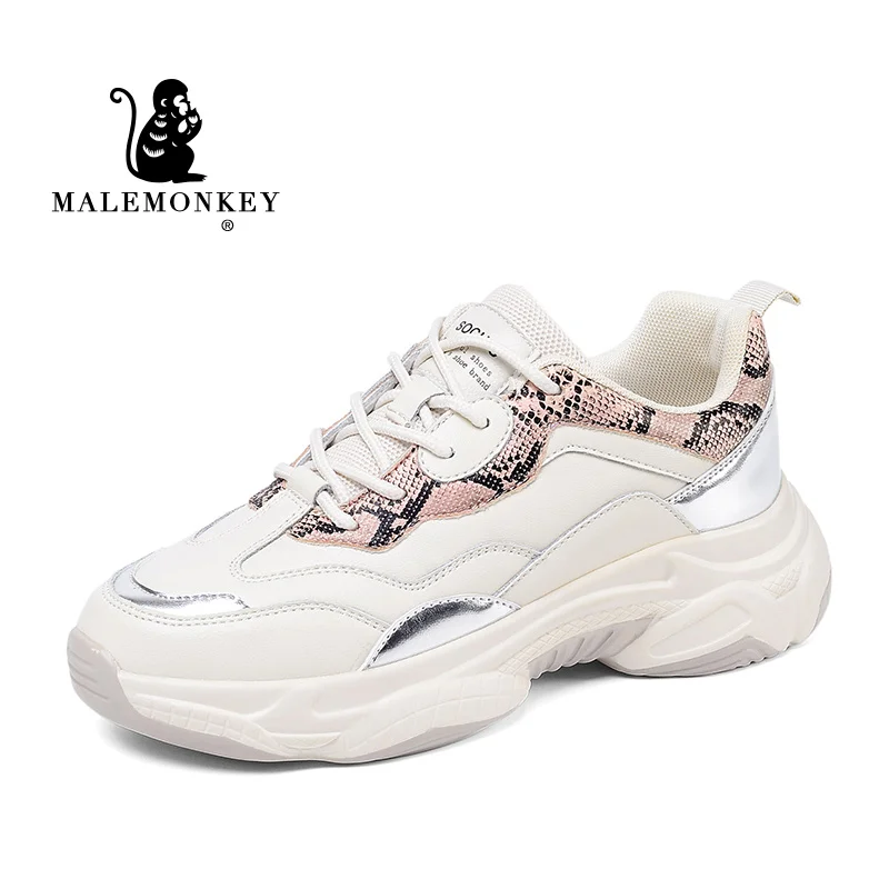 MALEMONKEY Casual Sport Shoes Women 2023 New Round Toe Lace-up Comfortable Ladies Concise Breathable Female Shoes Handmade