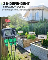 Автоматический таймер для воды Insome, 3 розетки, шланг для полива, кран, спринклерный таймер, независимый программатор управления для сада, двора — изображение 2