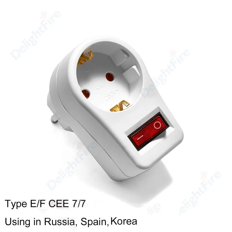 EU Extend Socket With ON/OFF Switch Euro 2Pin 4.8mm Plug Germany ...