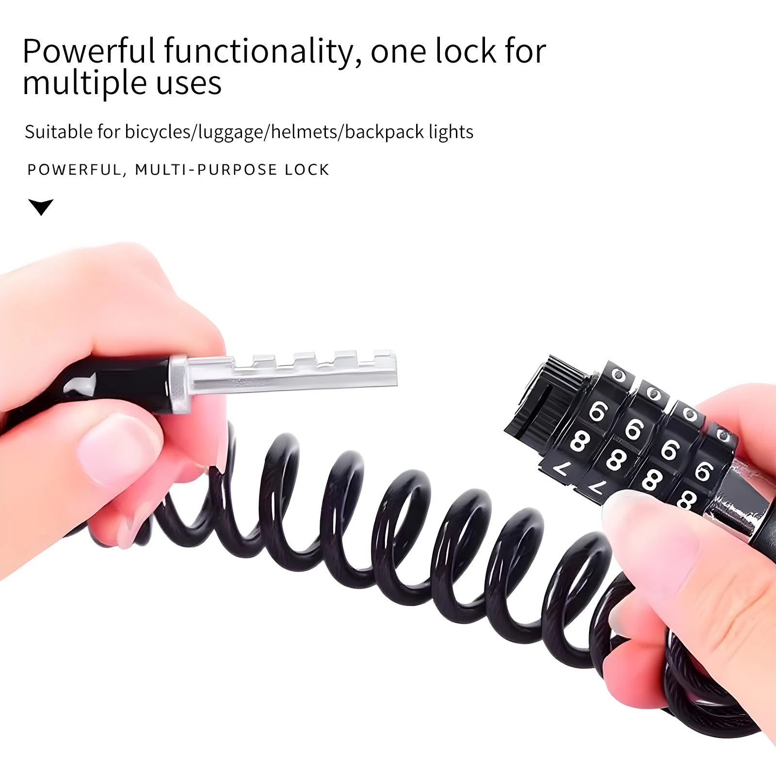 Lucchetto per Bicicletta TOSUOD a 4 Cifre, Catena di Sicurezza in Acciaio con Codice Password Antifurto, Accessori per Biciclette - immagine 4