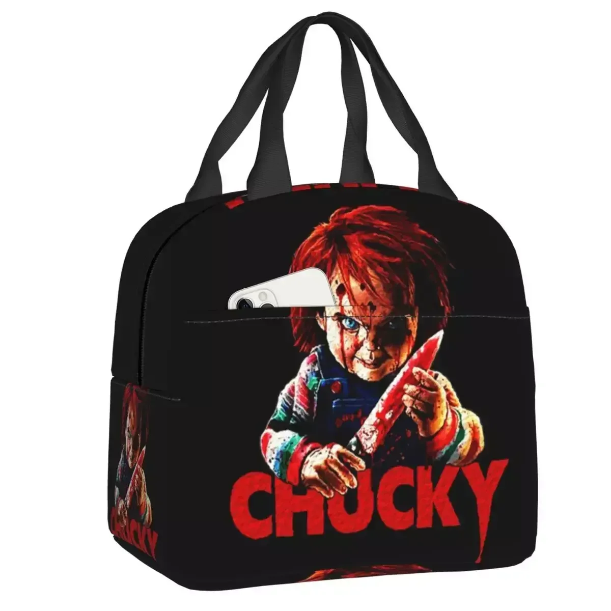 

2024 New Chucky Killer Horror Halloween Insulated Lunch Tote Bag Child's Play Movie Portable Cooler Thermal Bento Box School