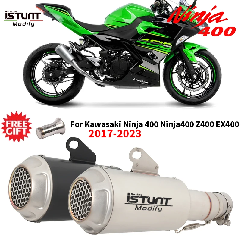 Motorcycle Exhaust Escape Moto System Modified Muffler With DB Killer Slip On For Kawasaki Ninja 400 Z400 EX400 2017-2023