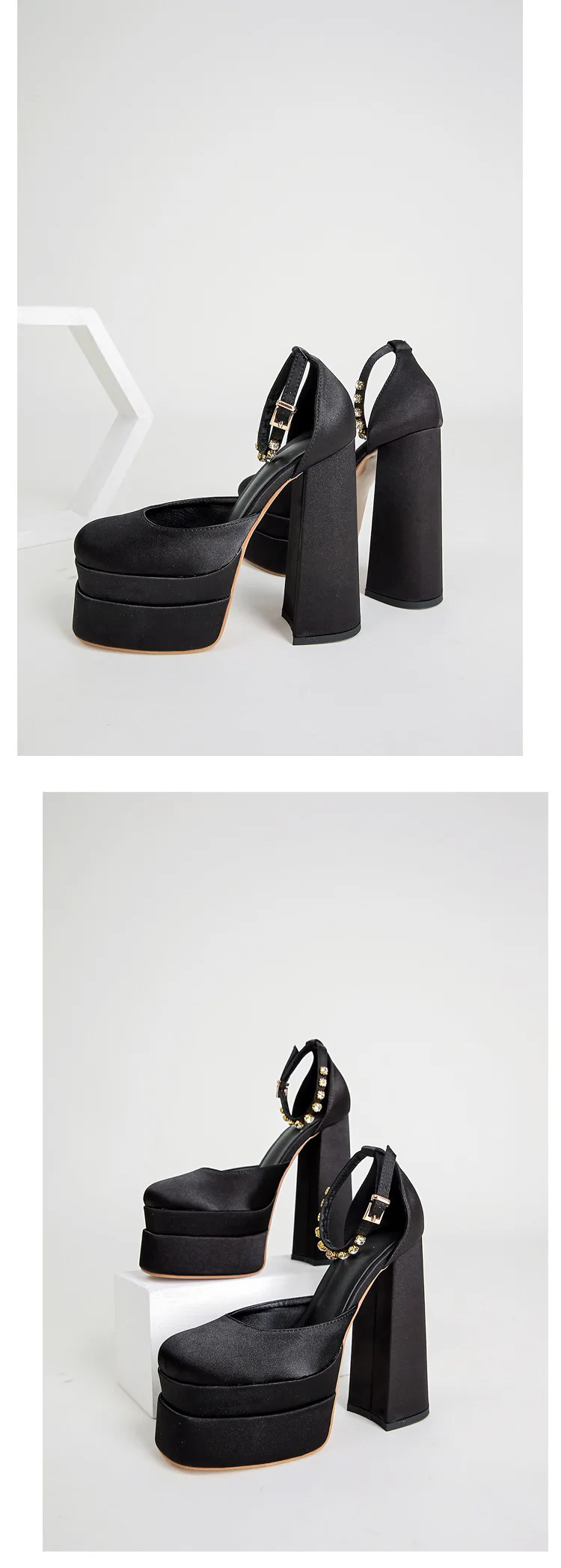 Zapatos de tacón alto y grueso con plataforma para mujer, sandalias de Stripper para fiesta, calzado Sexy para Club nocturno, 2024