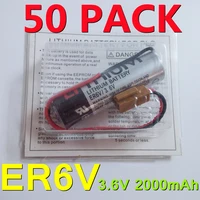 50Pcs/Lot 100% Original New ER6V ER6VC119A 3.6V 2000mAh PLC Battery With Brown Plug 1