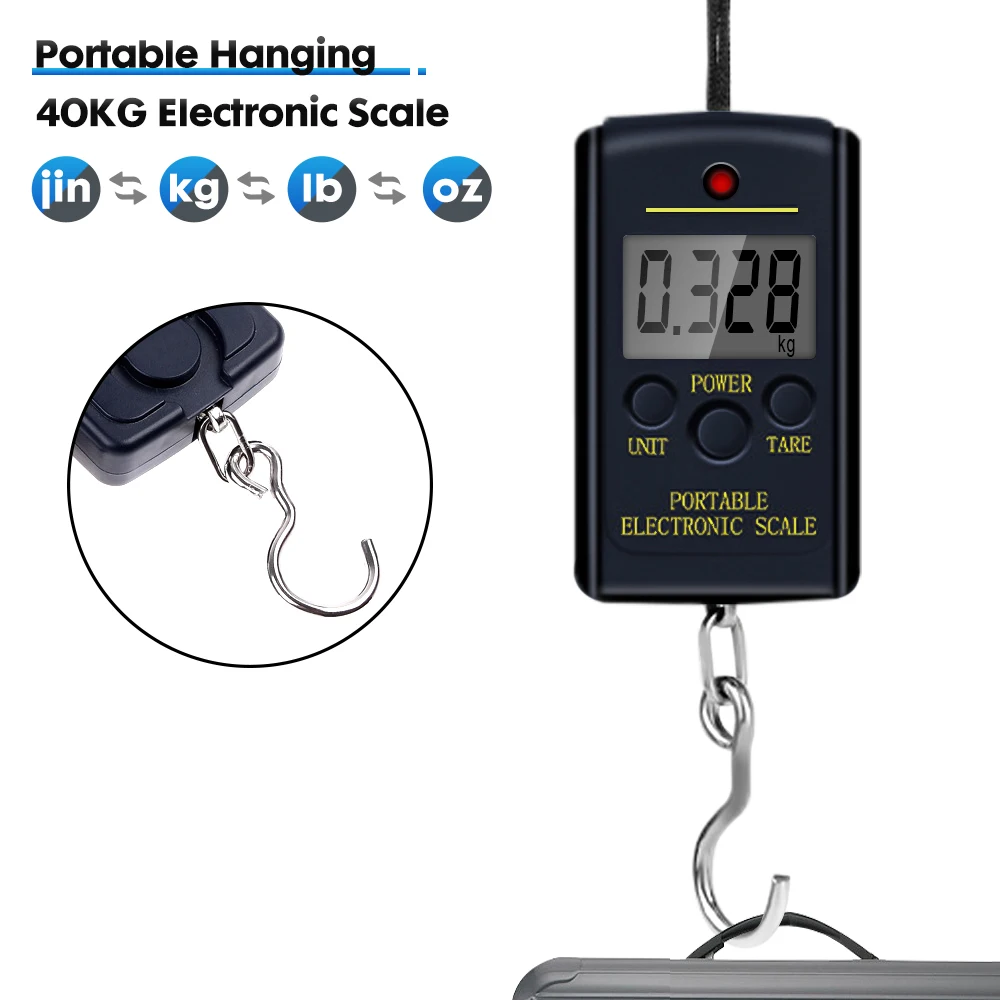 Luggage Scale 40kg/10g Electronic Scale Digital Hanging Luggage Portable Scale with Hook Suitcase Weighing Scale 