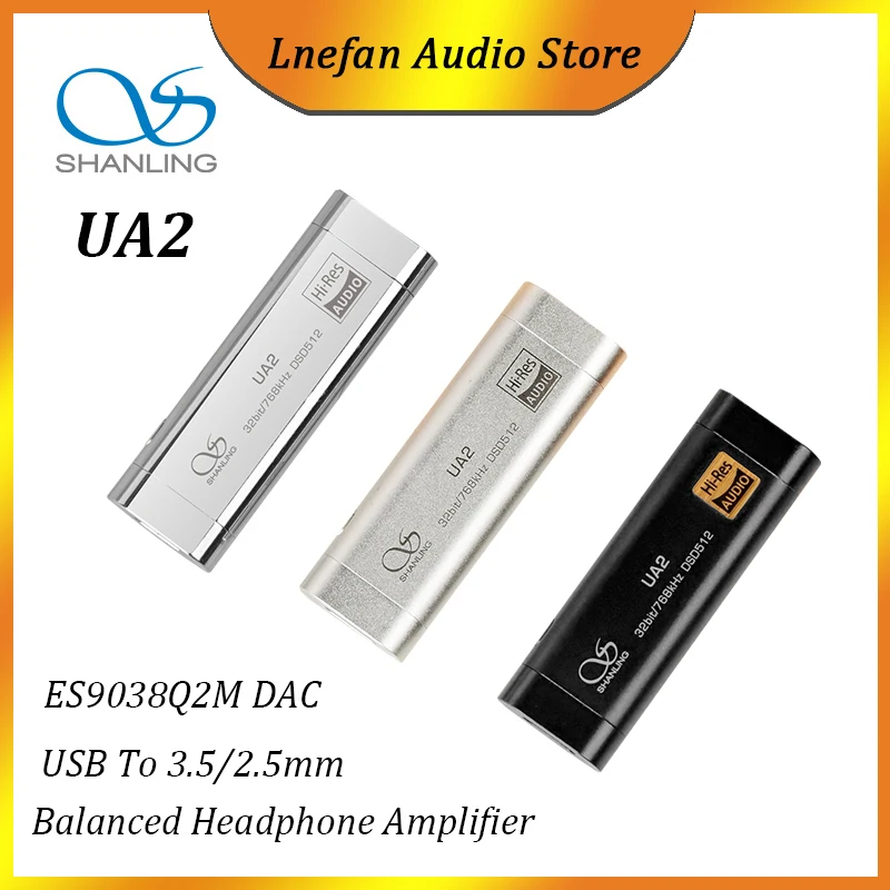 

Shanling UA2 Headphone Amplifier ES9038Q2M DAC USB-C To 3.5 2.5mm Decoding Adapter Balance AMP Type-C HiFi Audio 768KHz Decoder