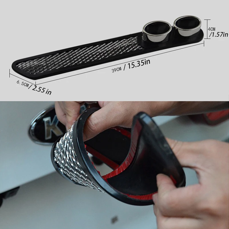 범용 ABS 고무 자동차 스타일링 가짜 장식 벤트 그리드 배기 머플러 파이프 접착 테이프, 자동차 꼬리 수정, 1 쌍