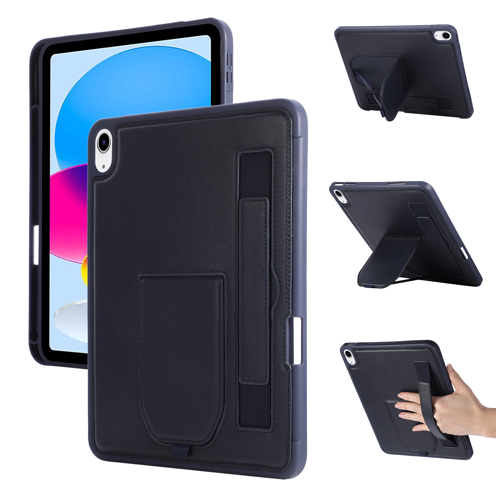 Premium Leather Tablet Case with Wrist Band and Stand Cover