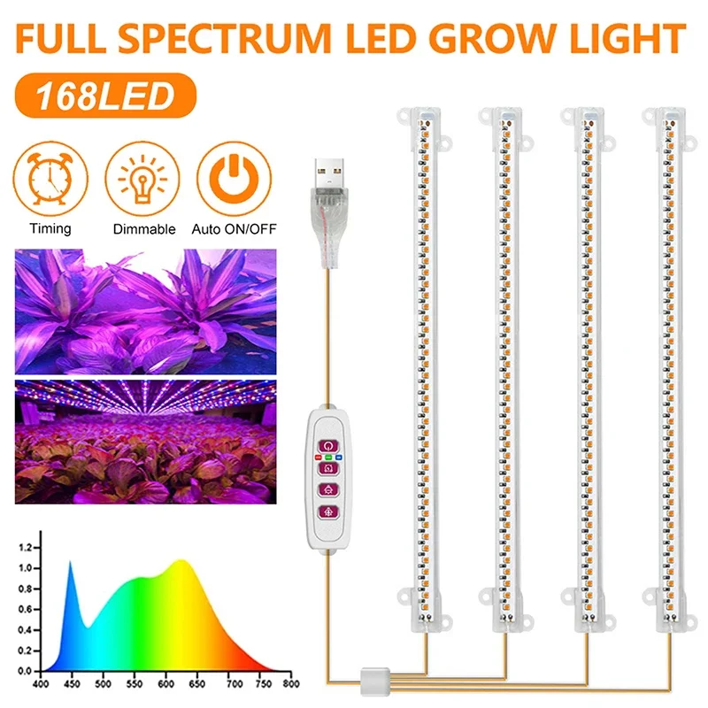 LED Plant Grow Light Timing Usb Full Spectrum Hydroponics Growing Lamps for Succulent Flowers Seedling Indoor Cabinet Lamp