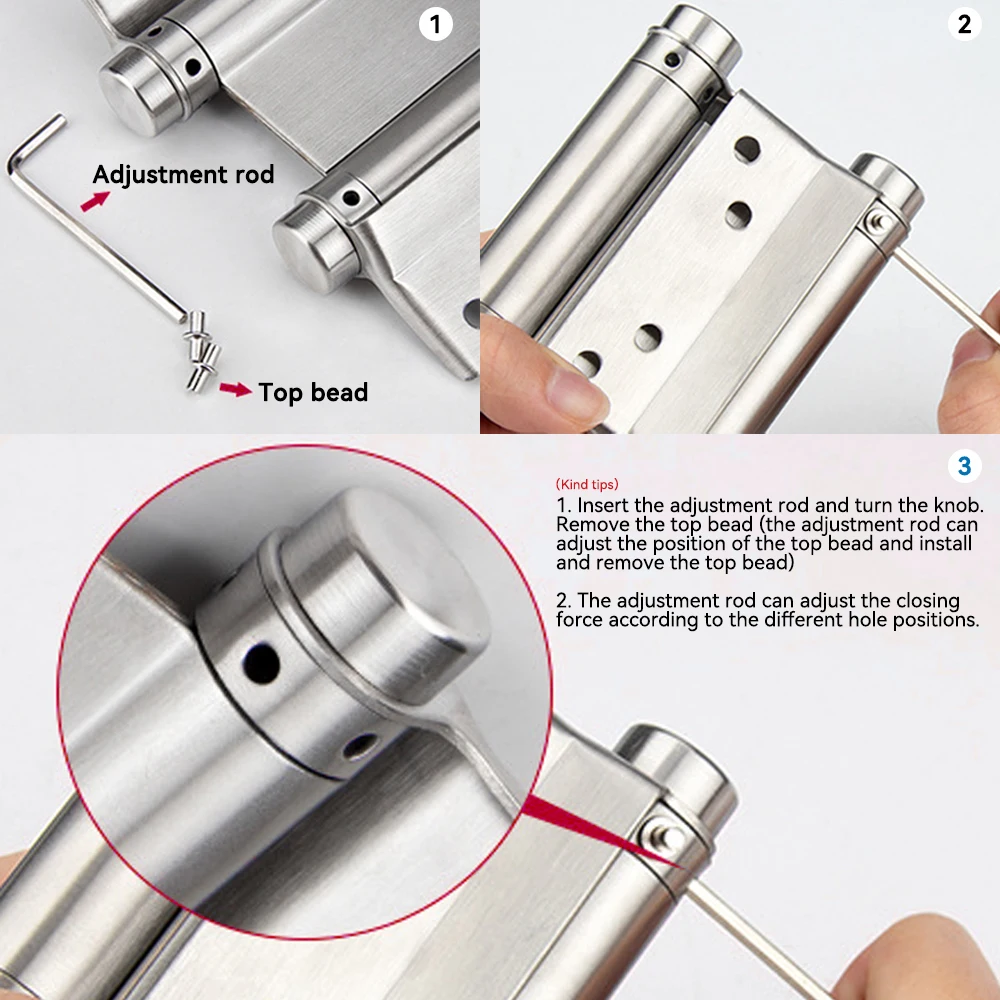 Free Door Hinge Double-sided Door Hinge Automatic Self Closing Stainless Steel Double Open Spring Fence Dedicated