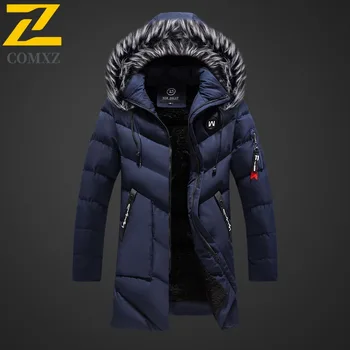 Parka da uomo 2025 con cappuccio alla moda antivento sci all'aperto giacca invernale calda da viaggio sport sulla neve piumino lungo leggero 1