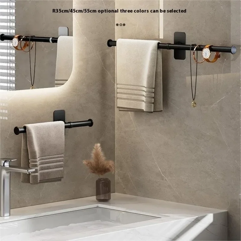 Aluminum Alloy Towel Rack Bathroom Perforation-free Storage Rack Towel HolderBathroom Wall Hanging Hangers for Bathroom