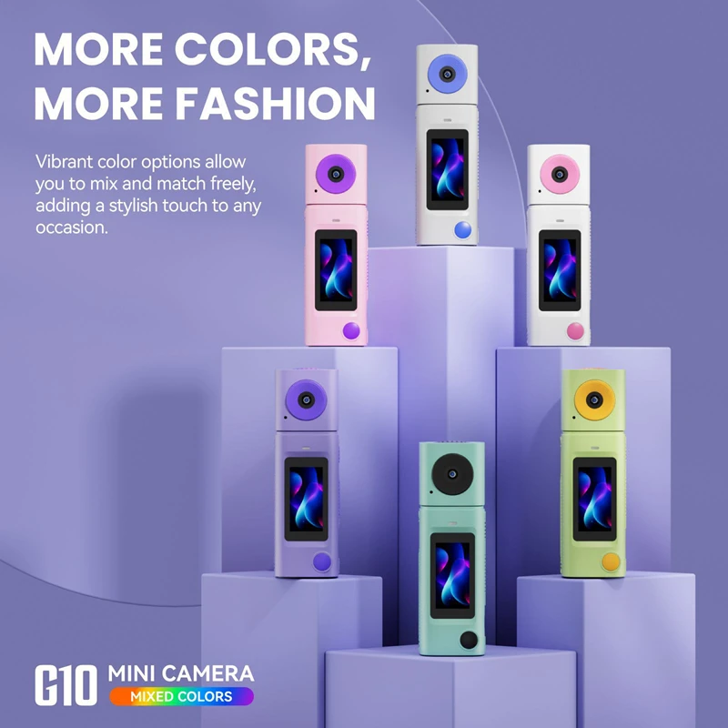 Lenovo G10 HD Mini Thumb Camera with Rotating Lens for Outdoor Digital Video and Photo Capture in Macaron Color Scheme