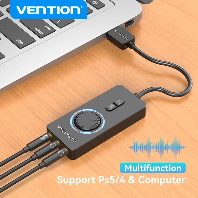 Vention-tarjeta de externa USB a 3,5mm, adaptador de Audio USB a auriculares, micrófono para Macbook, ordenador portátil, PS4 - AliExpress Ordenadores y oficina