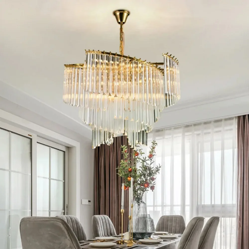 

Modern Luxury Crystal Pendant Lights Home Decoration Hotel Loft Living Room Ceiling Chandelier Gold Luster Led Lighting Fixtures